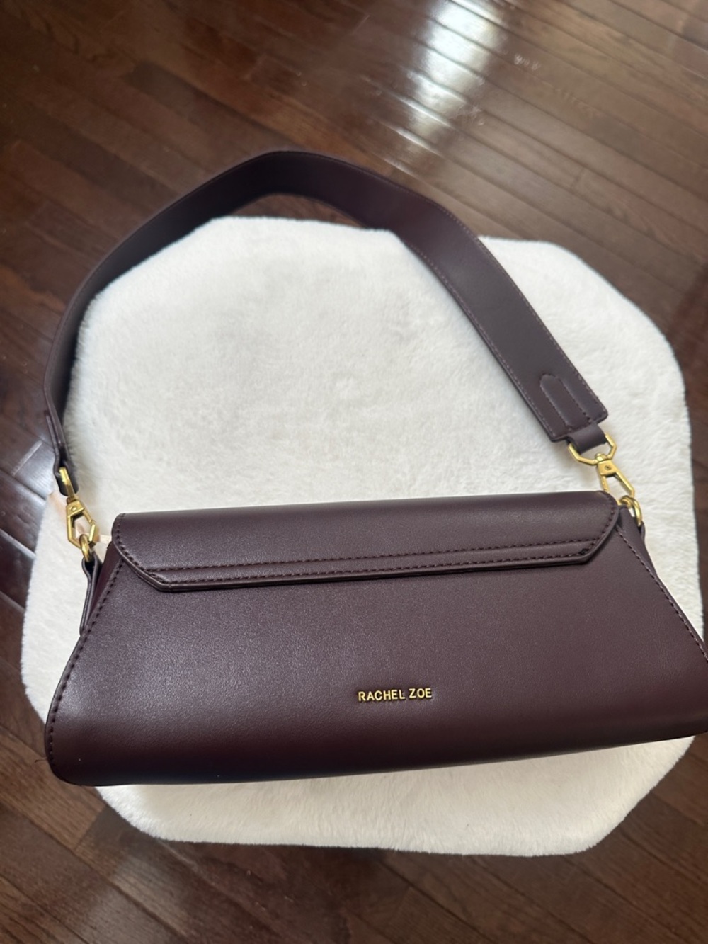 Rachel Zoe Plum Leather Shoulder Bag with Gold Hardware - Picture 3 of 8